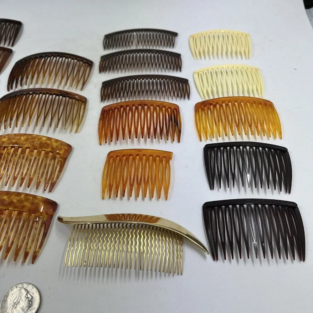Goody Vintage Hair Combs Set Of 22 Brown‎ White Clear Tortoise 80s Grandma